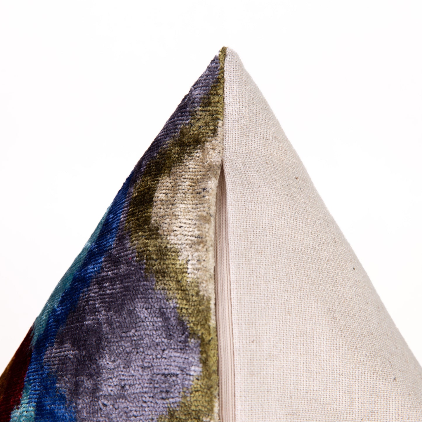 Handmade Velvet Cushion Multicolor Wave Pattern