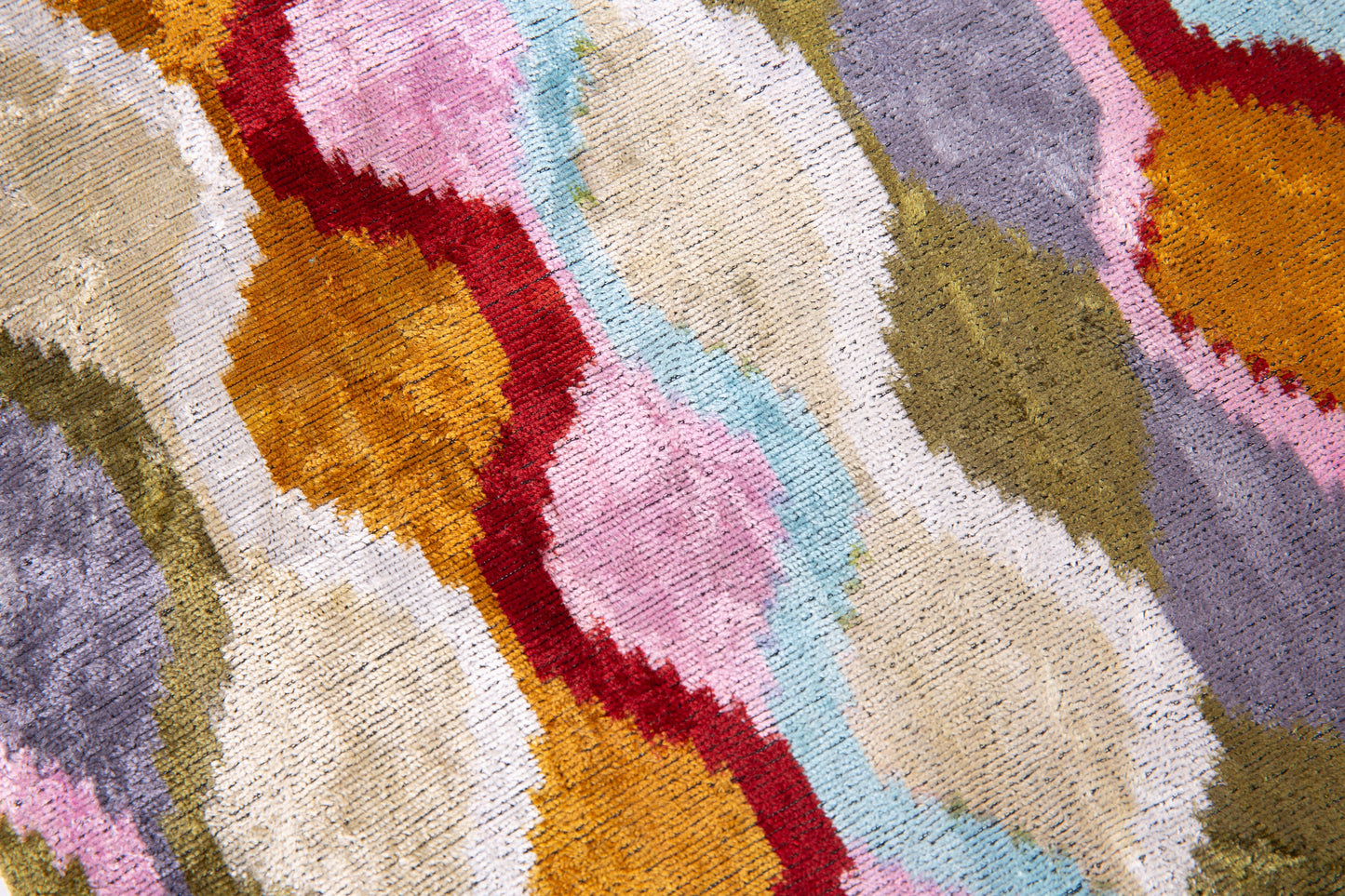 Handmade Velvet Cushion Multicolor Wave Pattern